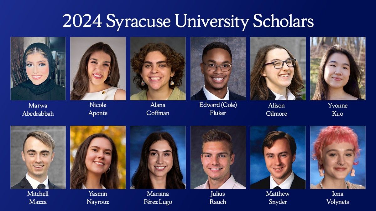 Syracuse University Scholars collage - names listed below